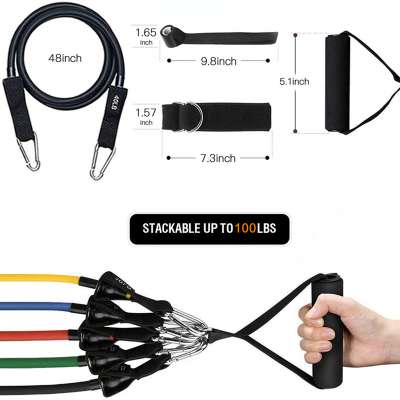 11 Pcs Resistance Bands Set Rubber Elastic Fitness Equipment Resistance Bands  For Home Gym Workout Sport Gym